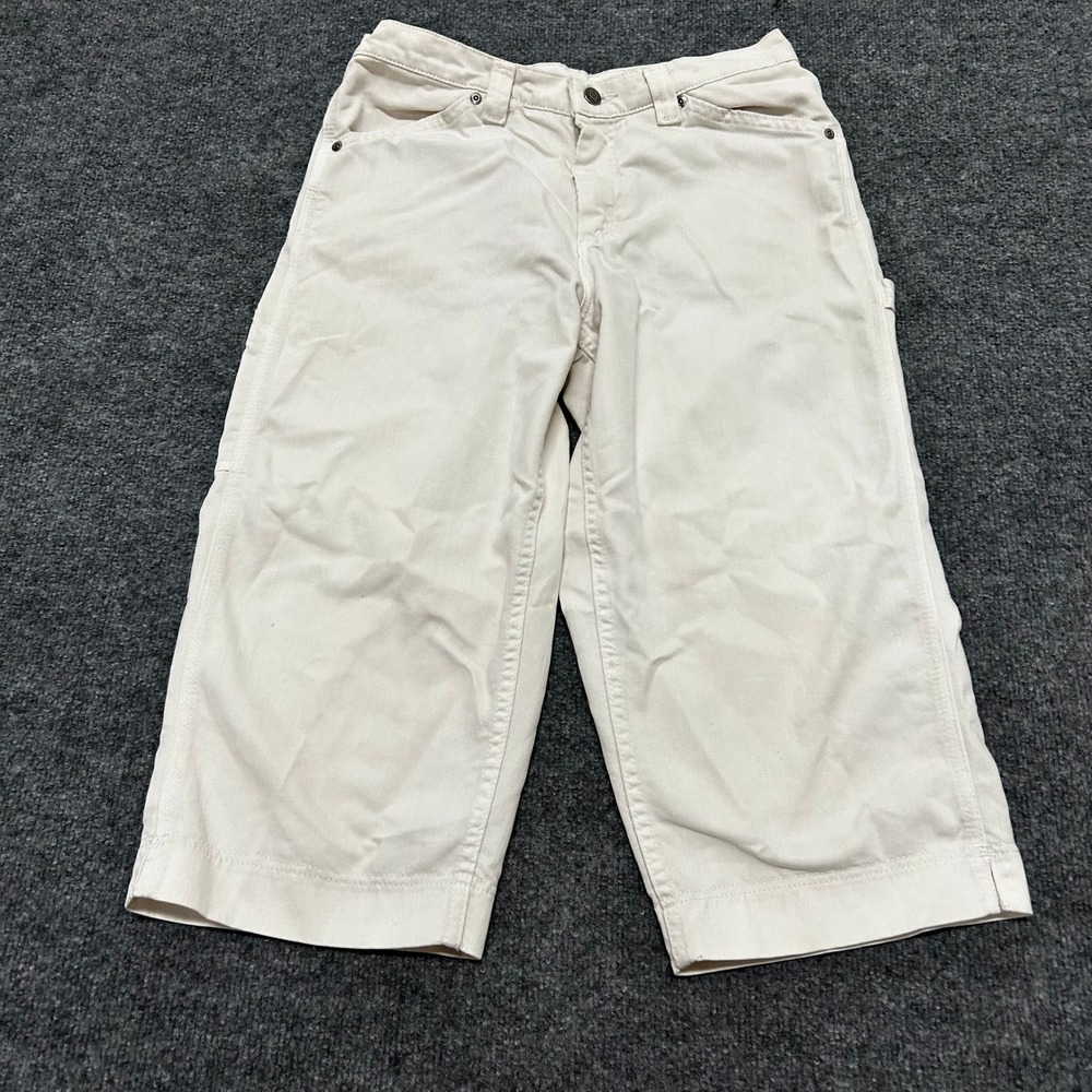 Lee Carpenter Capris Womens Size 8M Cream Off White Utility Crop Pants Stretch